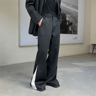 Mid Rise Two Tone Flared Pants