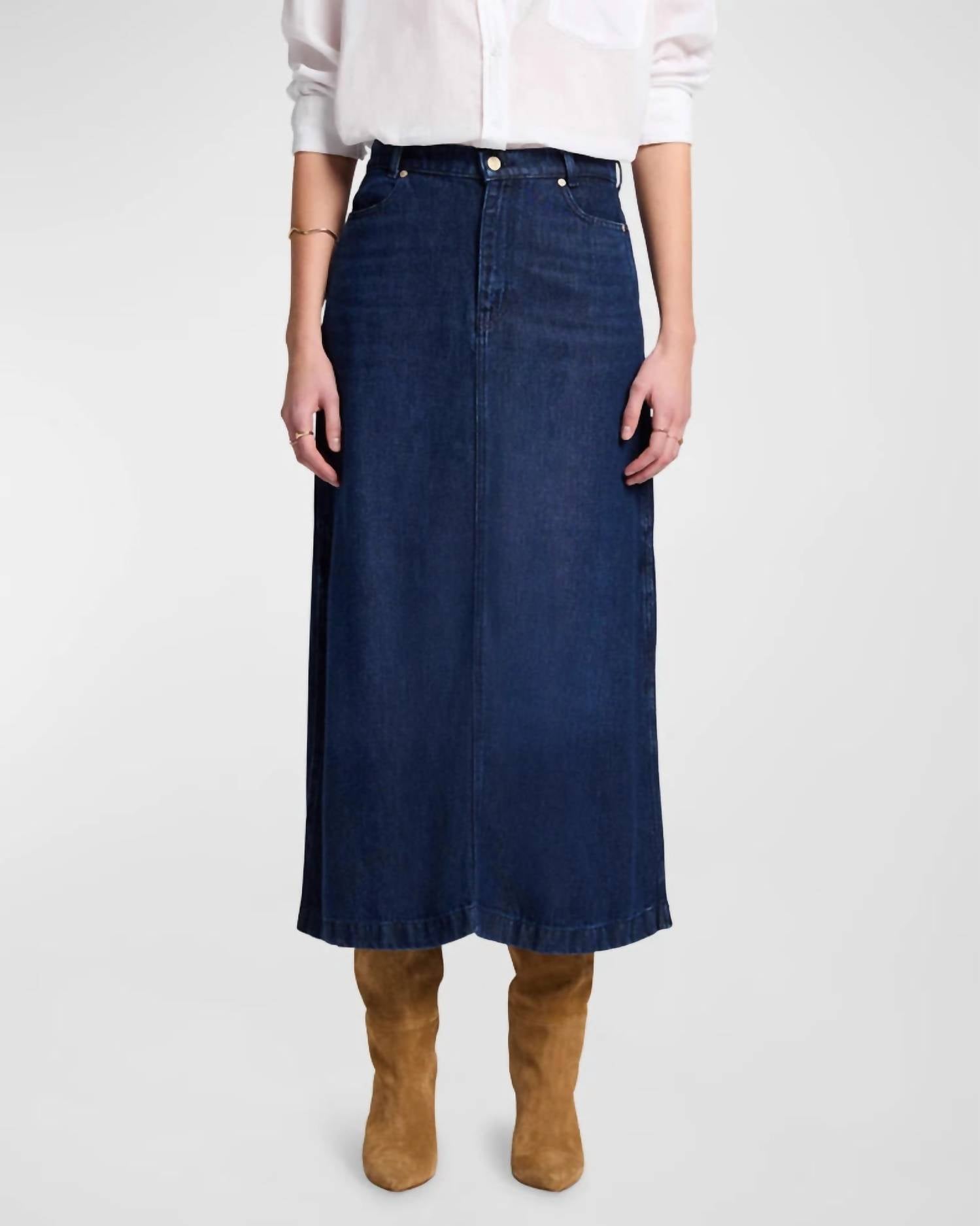 Midi Denim Skirt In Stormy