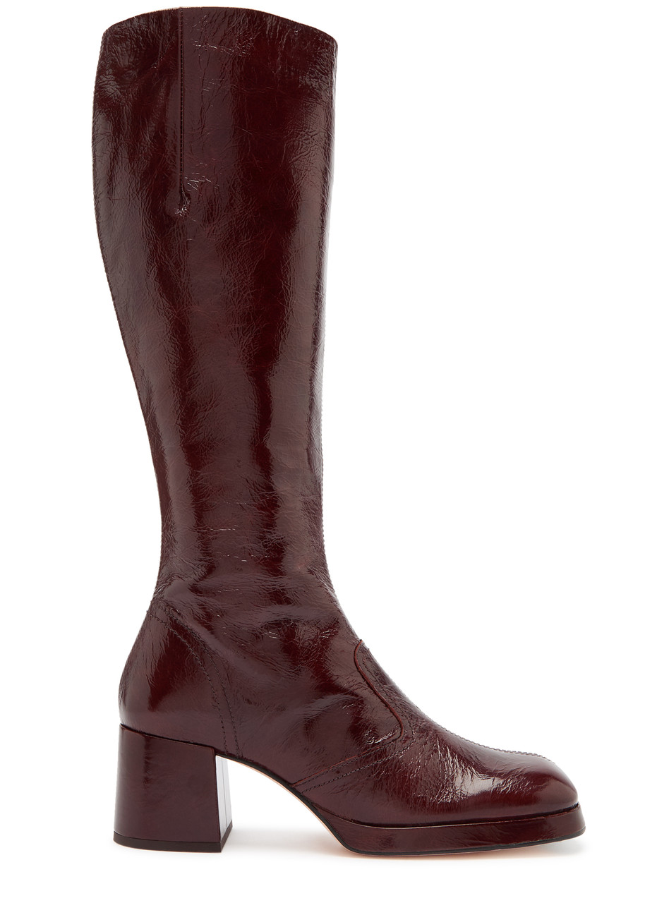 Miista Donna 65 Crinkled Patent-leather Knee-high Boots - Brown - 39 (IT39/ UK6)