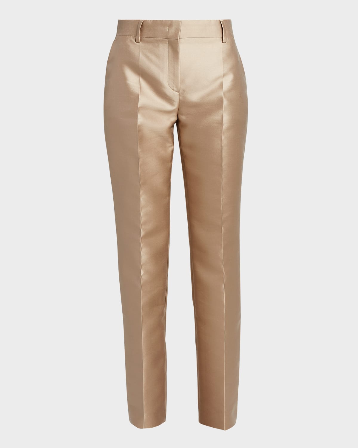 Mikado Silk Straight-Leg Trousers