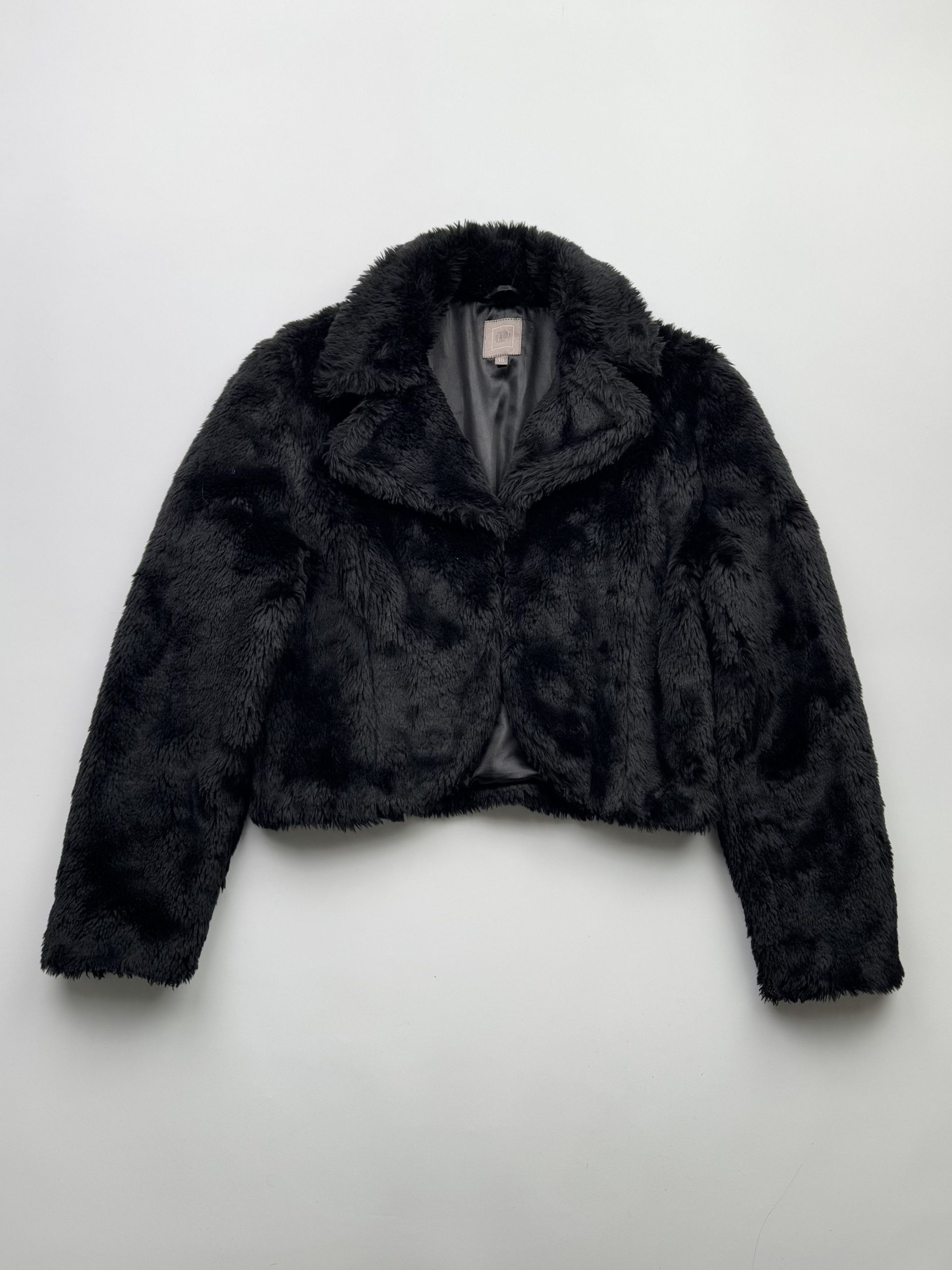 Mink Fur Coat x Vintage Cropped Faux Fur Jacket in Black, Women's (Size Medium)