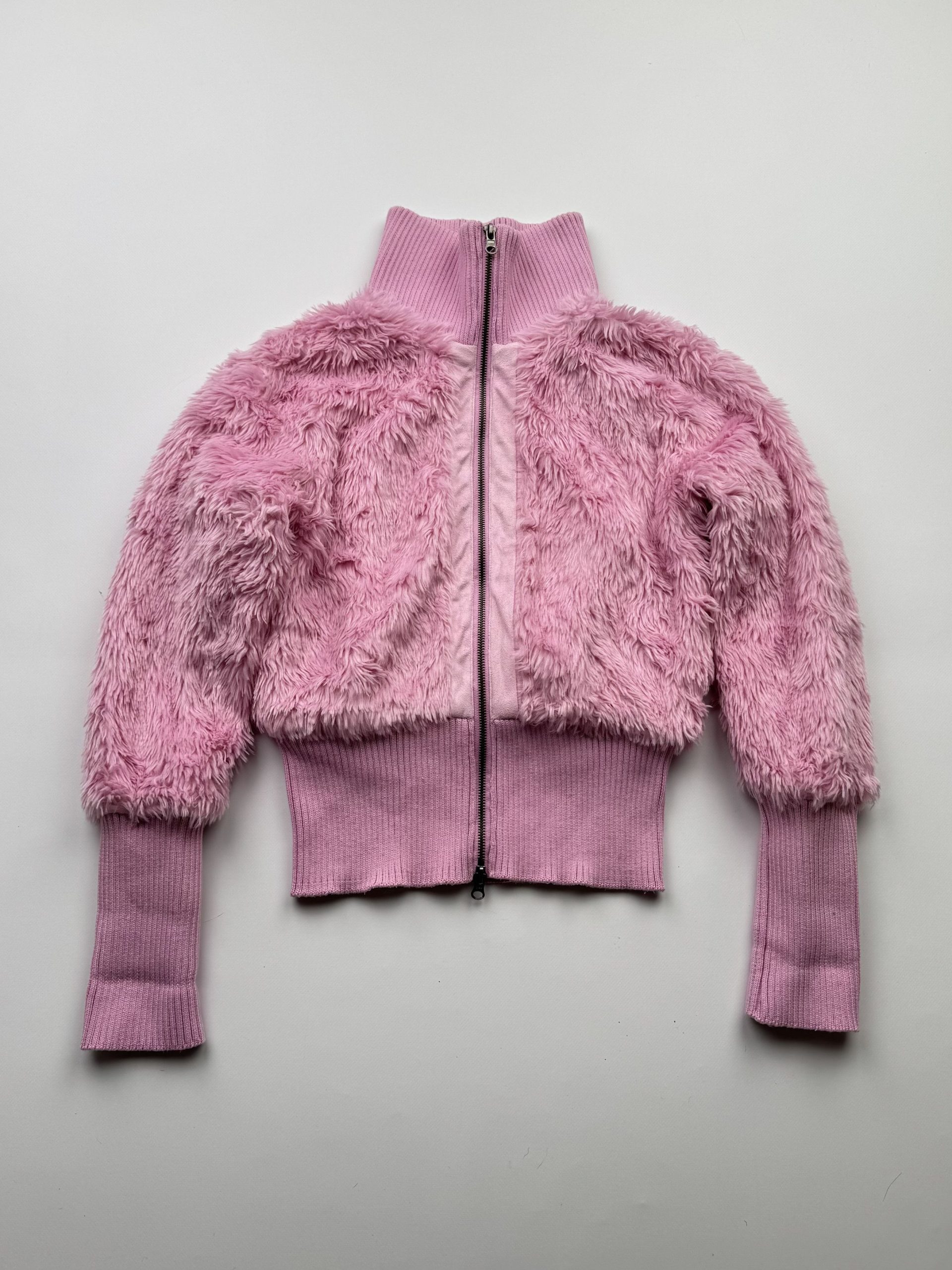 Mink Fur Coat x Vintage Faux Fur Cropped Jacket B123 in Pink, Women's (Size Medium)