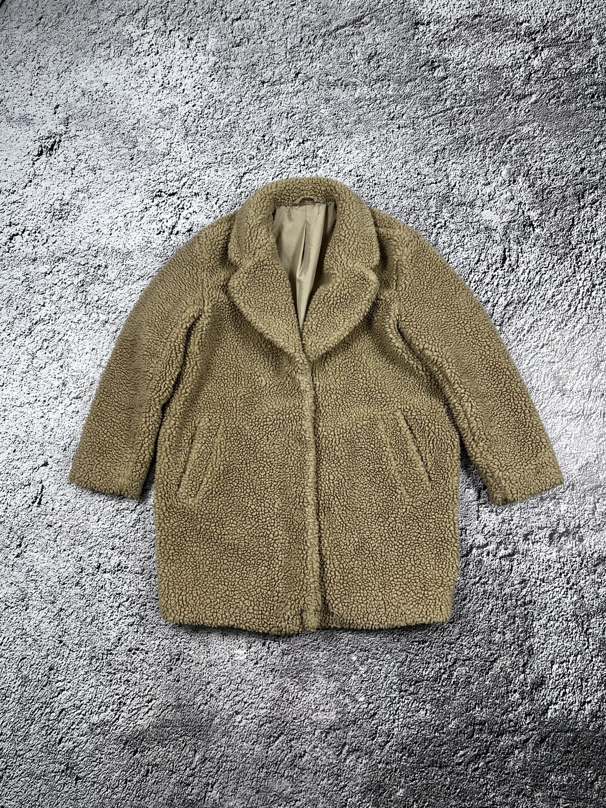 Mink Fur Coat x Vintage Y2K Teddy Faux Camel Jacket Old Money Streetwear, Women's (Size Small)