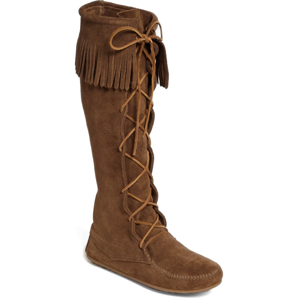 Minnetonka Lace-Up Boot in Brown Suede at Nordstrom, Size 5