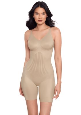 Miraclesuit Women's Shapewear Modern Miracle Thigh Slimmer Bodysuit, Beige, Medium