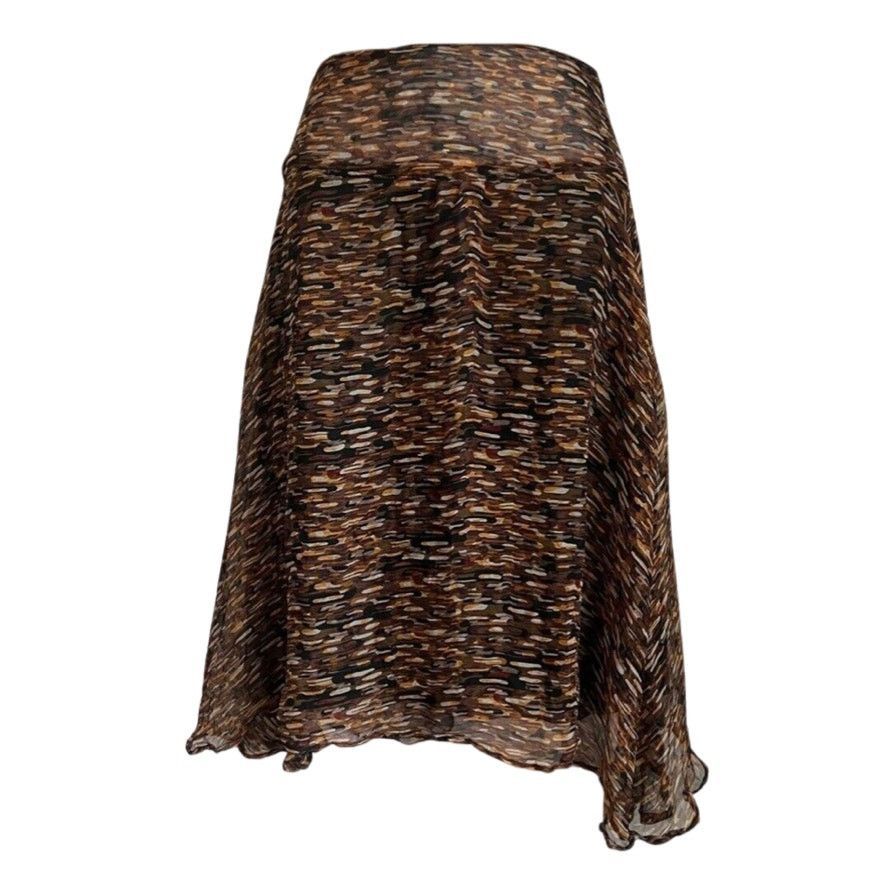 Misa Los Angeles Tiger Asymmetrical Ruffle Midi Skirt Size S in Brown, Women's