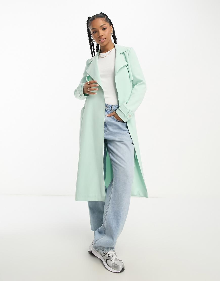 Miss Selfridge fluid duster coat in sage-Green