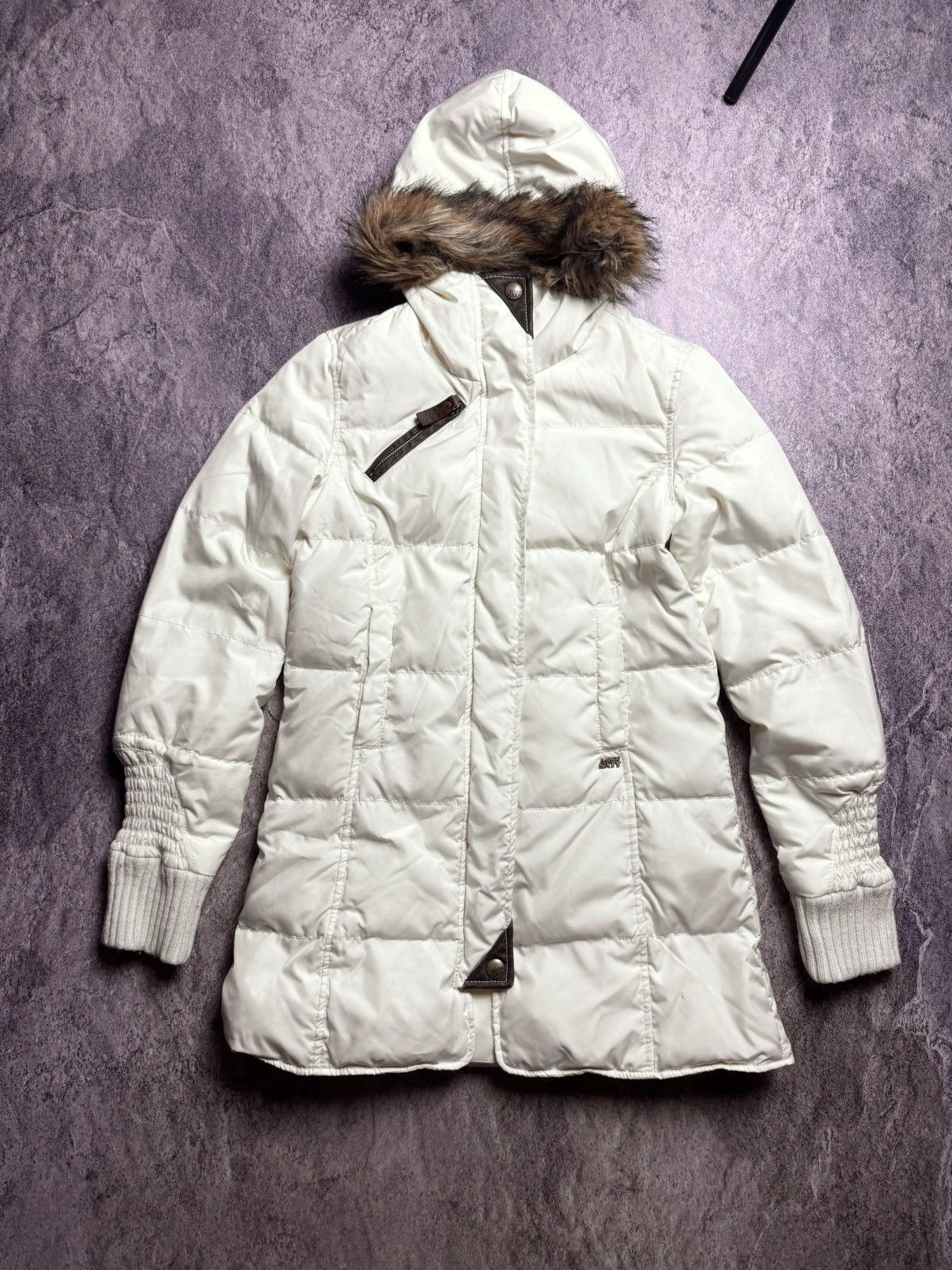 Miss Sixty Y2K Faux Fur Puffer Coat Down Jacket in Cream/White, Women's (Size Medium)