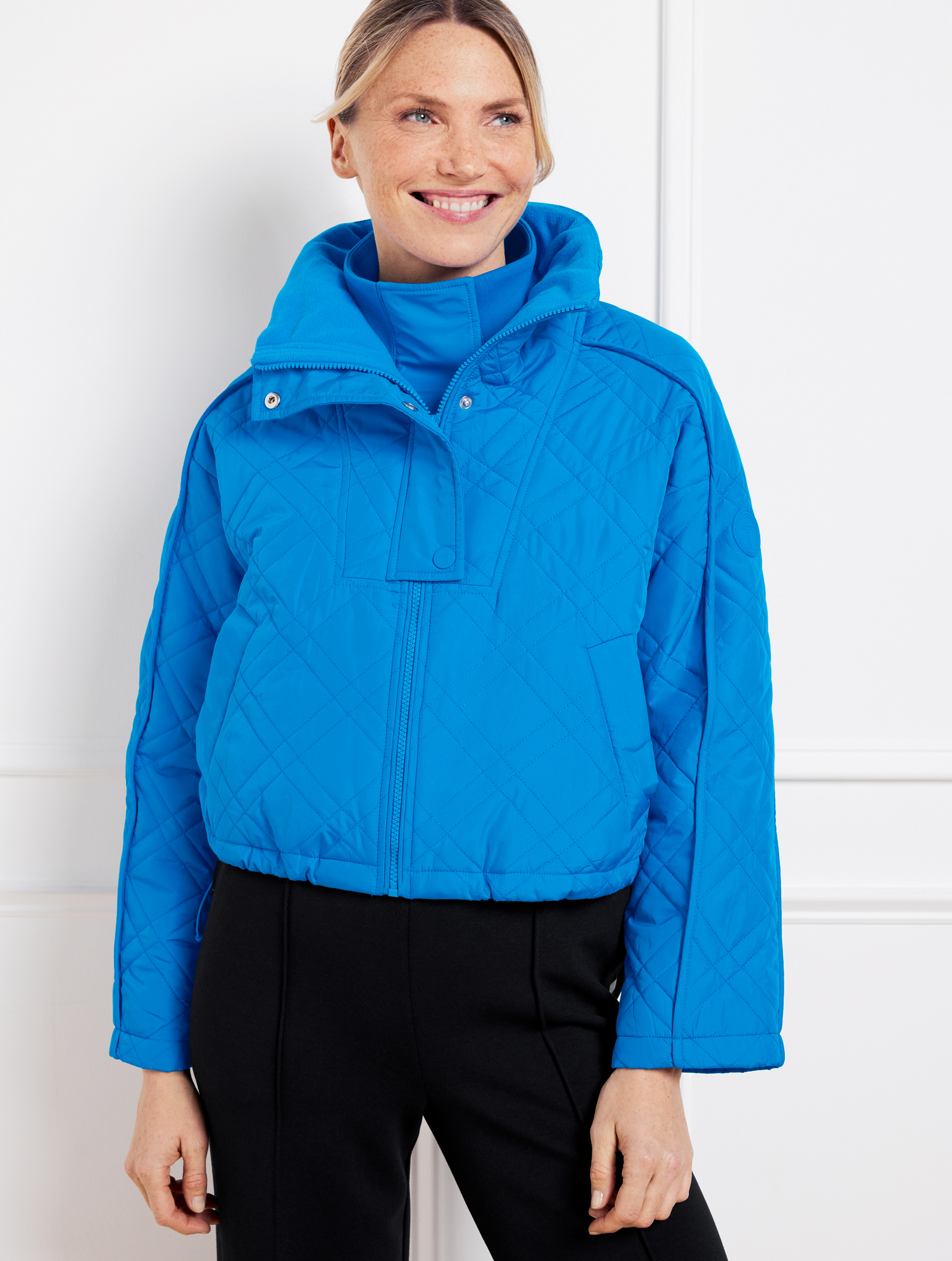 Misses - Cropped Puffer Jacket - Bold Blue - XS Talbots