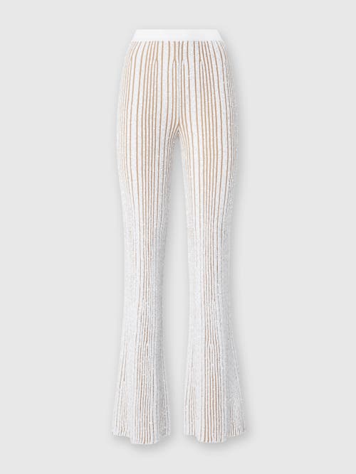 Missoni Ribbed Stretch Flared Trousers With Sequins in White & Beige at Nordstrom, Size 38 It