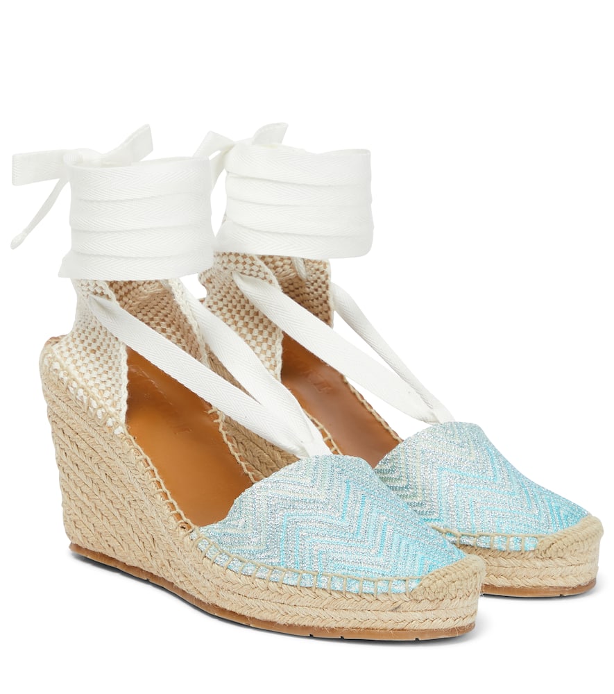 Missoni Zig-zag metallic wedge espadrilles