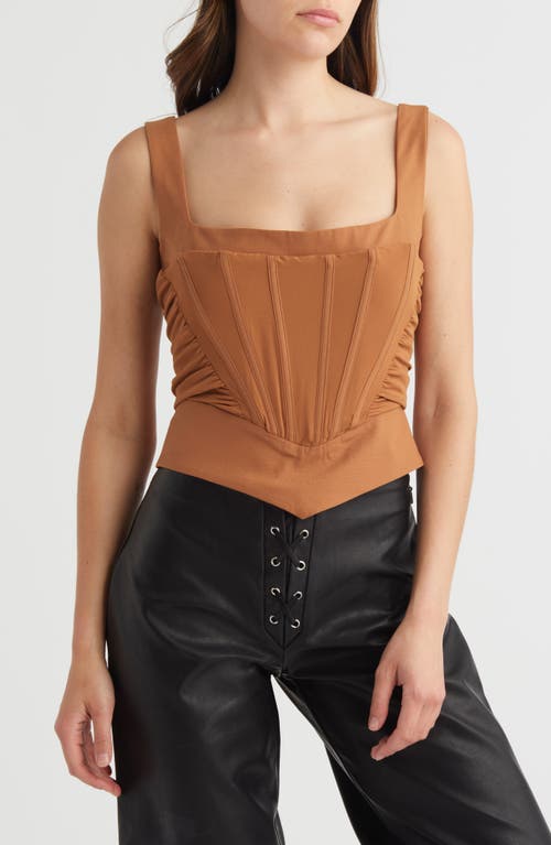 Mistress Rocks V-Shape Gathered Corset Top in Caramel at Nordstrom, Size X-Small