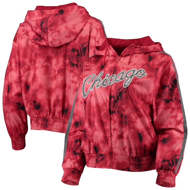 Mitchell & Ness Mitchell Ness Chicago Bulls Galaxy Sublimated Windbreaker Jacket Pullover Full-Zip Hoodie Red, Medium - NBA Outerwear Adult/Youth