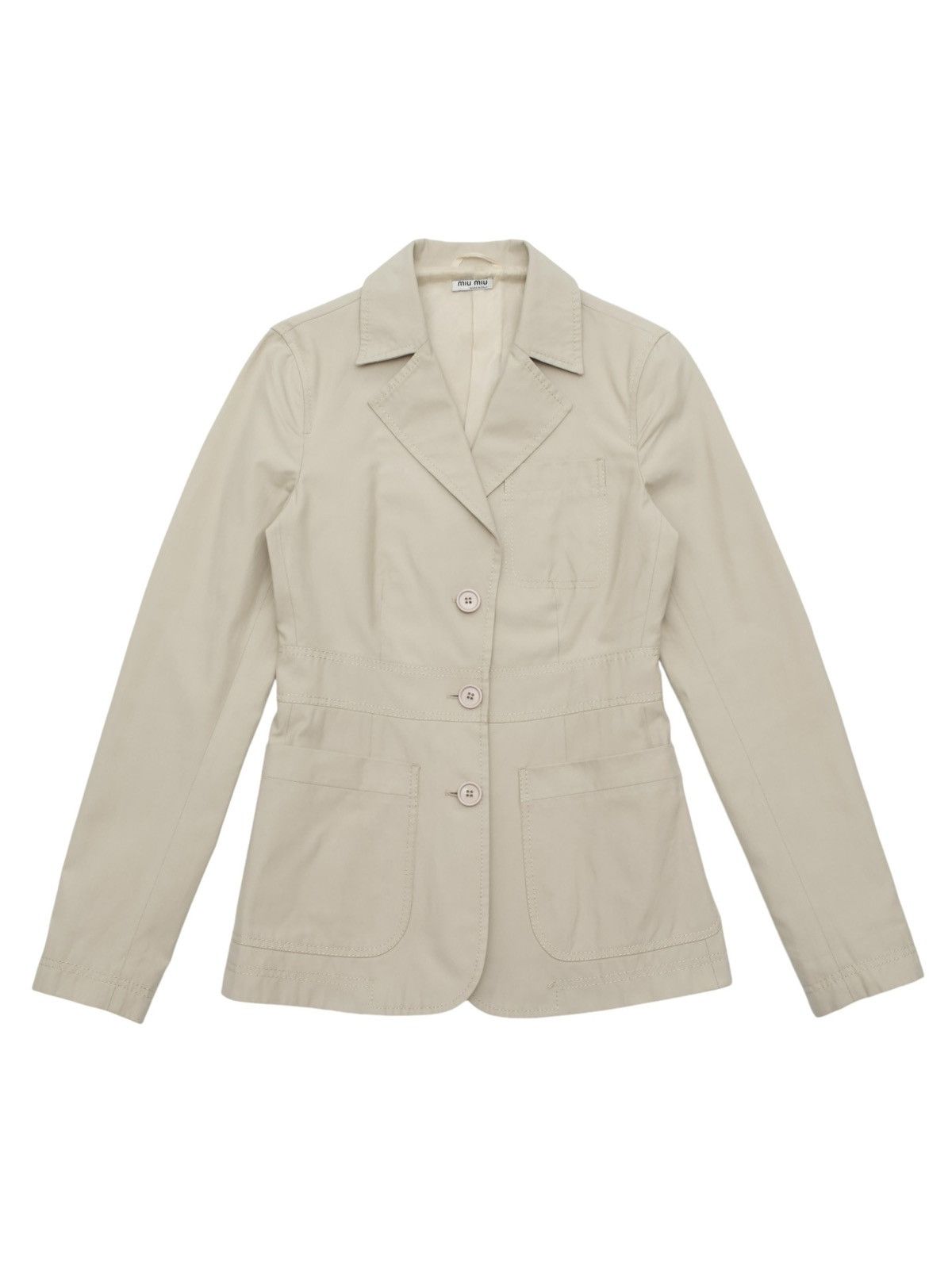 Miu Miu 2000'S Utility Blazer Jacket in Beige, Women's (Size Small)