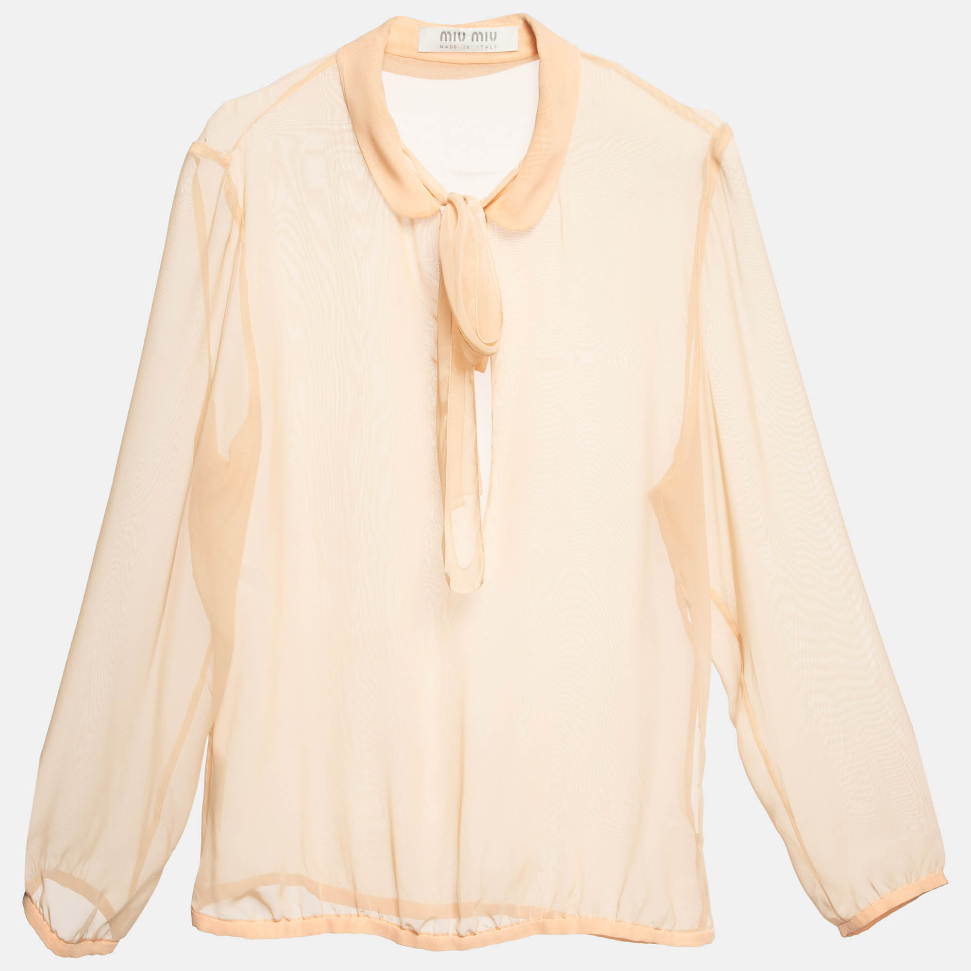 Miu Miu Beige Chiffon Sheer Blouse M