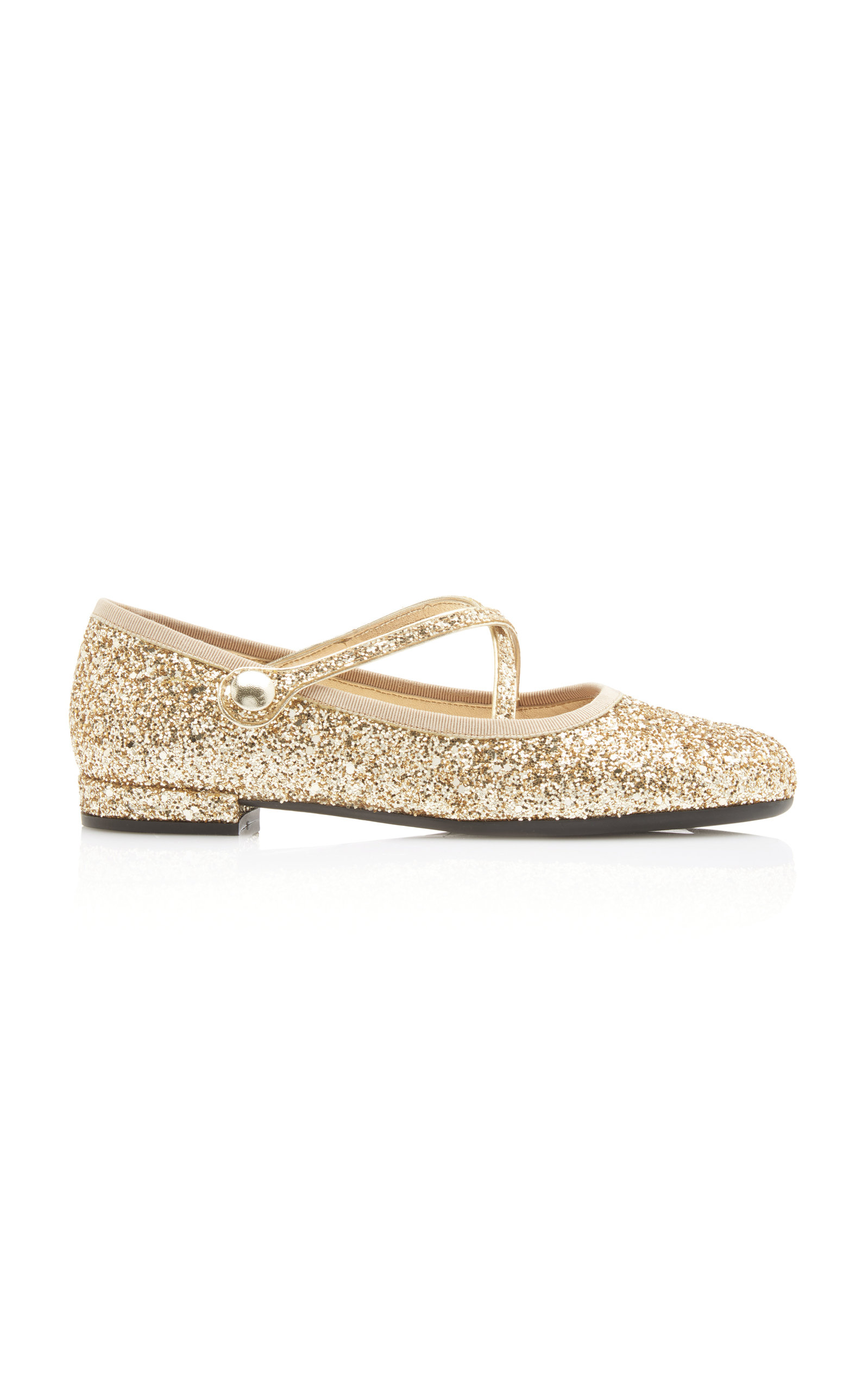 Miu Miu - Glittered Ballet Flats - Gold - IT 39 - Moda Operandi