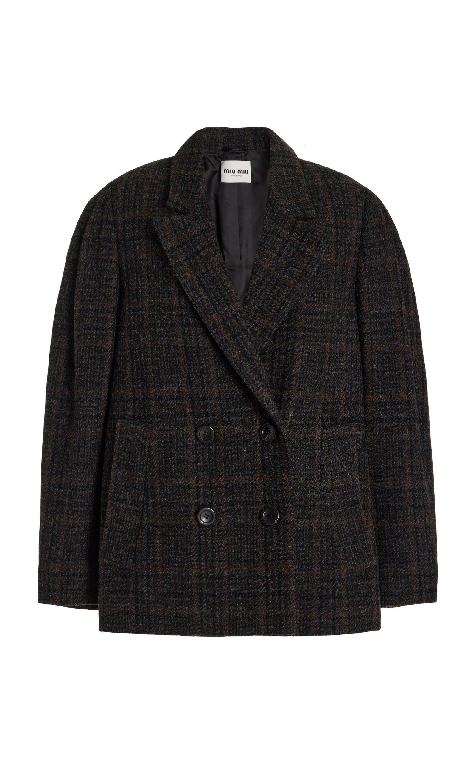 Miu Miu - Oversized Plaid Double-Breasted Blazer - Plaid - IT 40 - Moda Operandi