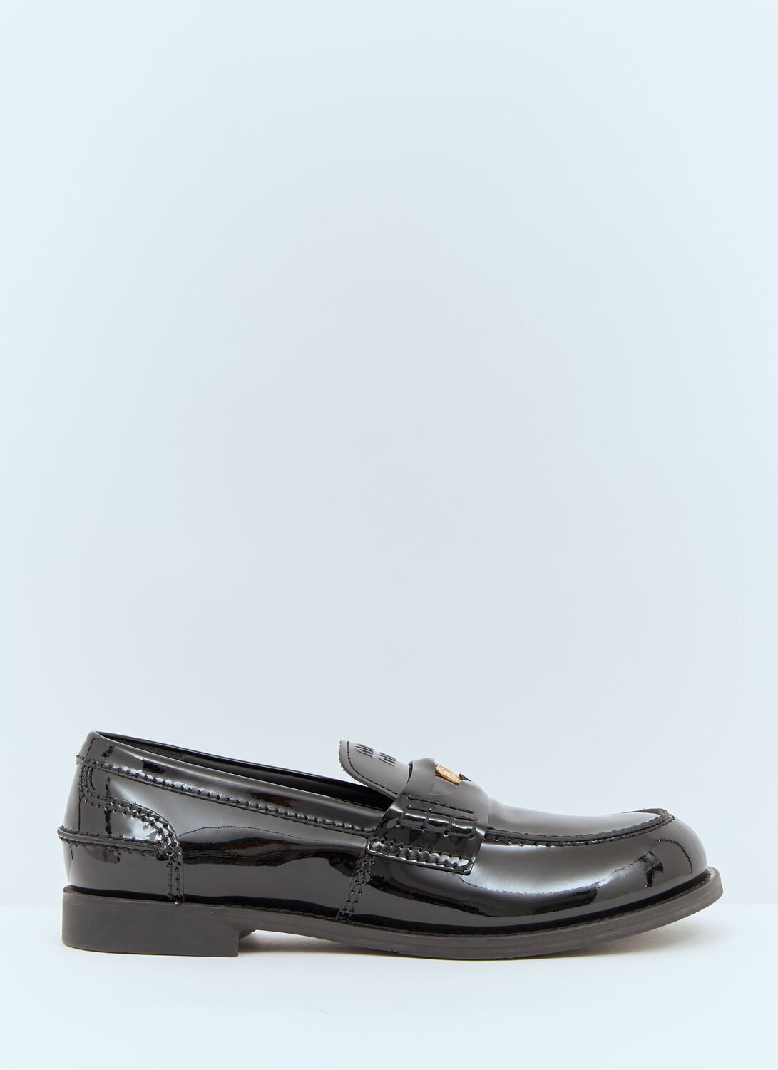 Miu Miu Patent Penny Loafers - Woman Loafers Black Eu - 39.5