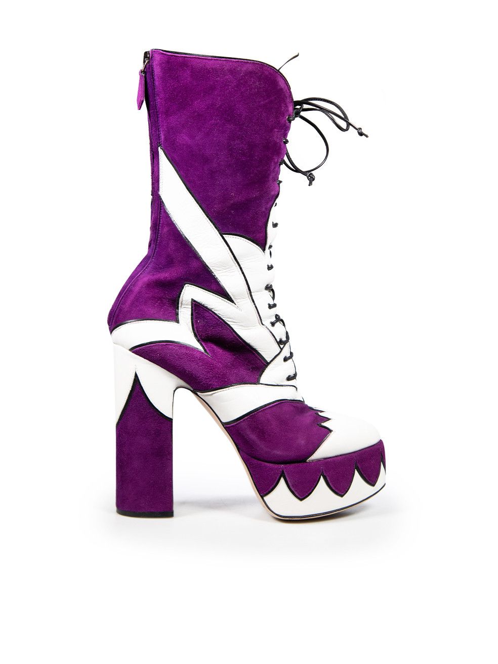 Miu Miu S/s 2016 Runway Purple Suede Boots, Women's (Size 7.5)