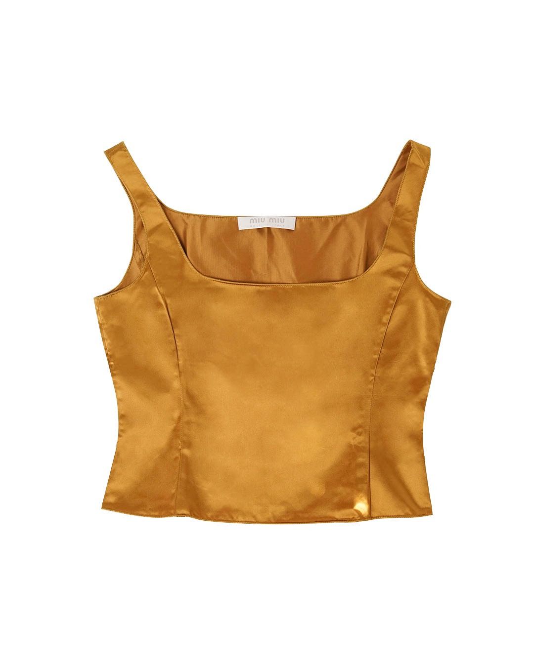 Miu Miu S/s1998 Gold Satin Corset Top, Women's (Size Medium)