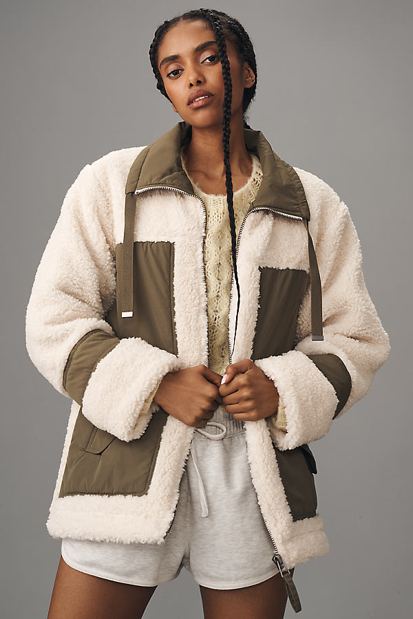 Mixed Sherpa Anorak Jacket