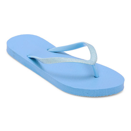 Mixit Womens Glitter Zori Flip-Flops, 7/8, Blue