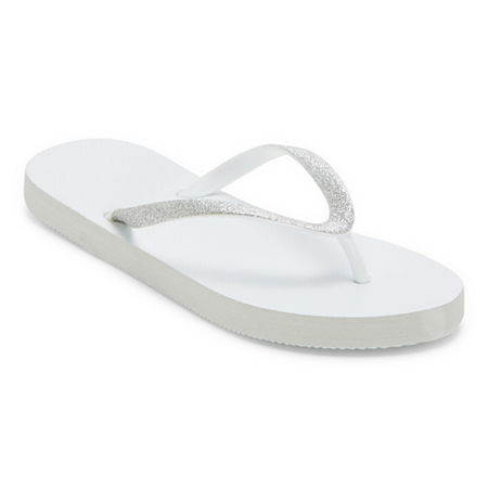 Mixit Womens Glitter Zori Flip-Flops, 7/8, White