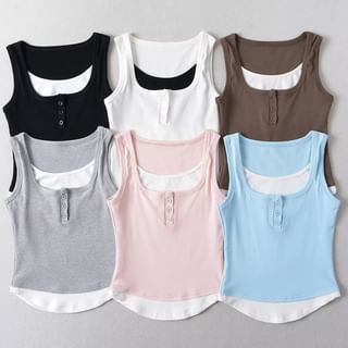 Mock Two-Piece Two Tone Tank Top