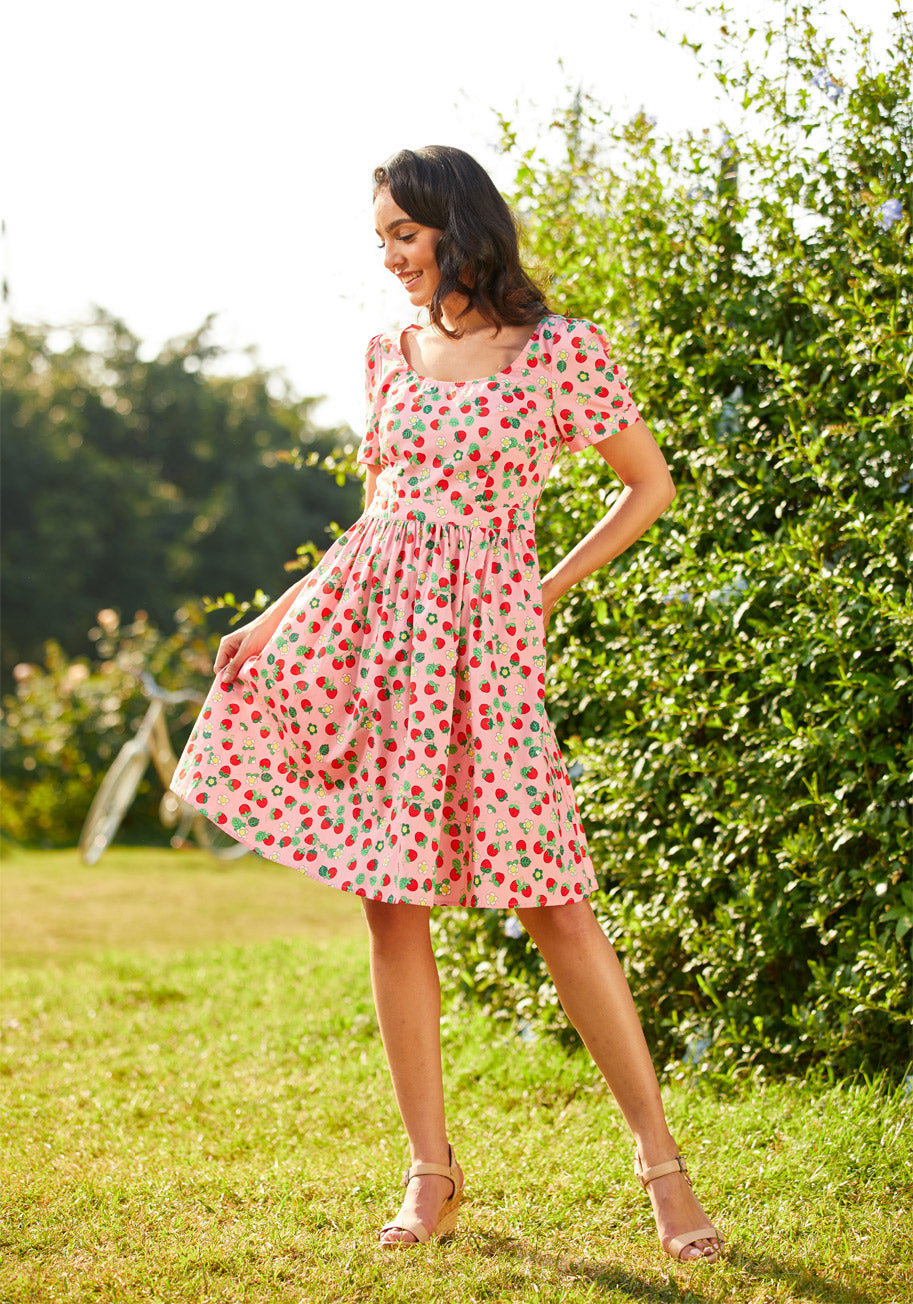 ModCloth What's The Scoop? A-Line Dress in Pink, Size XS