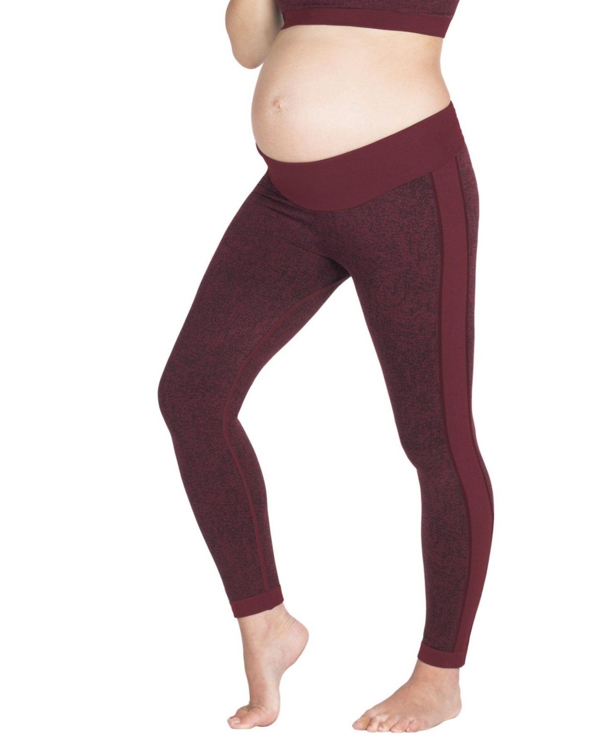 Modern Eternity Maternity Maternity Ella Activewear Seamless Leggings - Burgundy jacquard