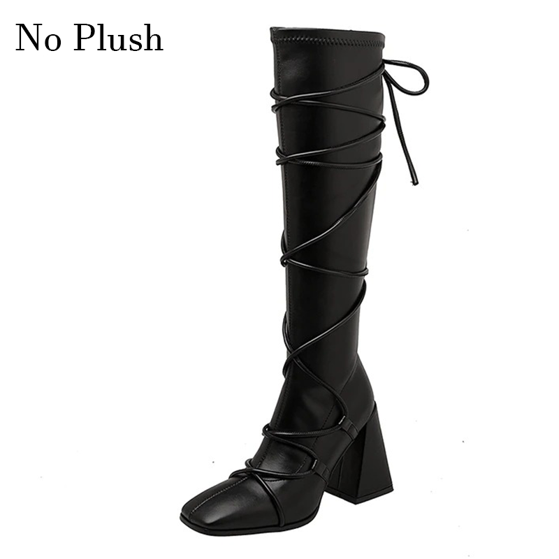 Modern Women's Knee-High Long Boots / Ladies High Heels Square Toe Boots