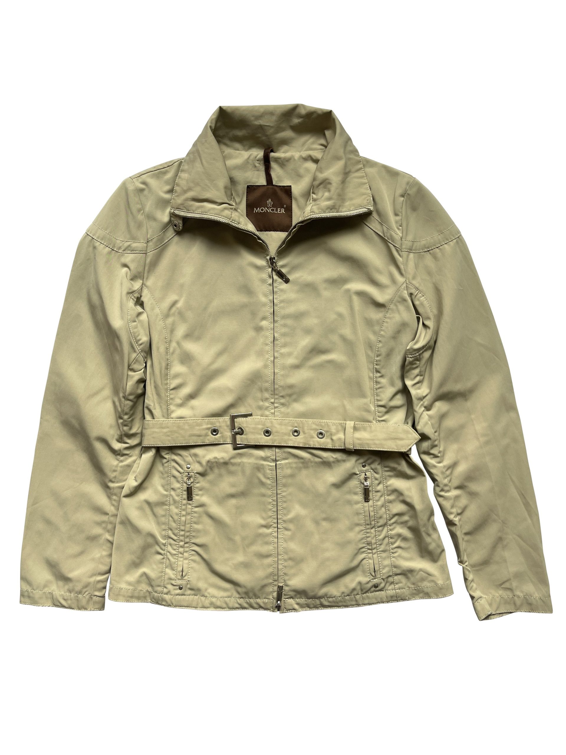 Moncler Beige Belted Jacket Parka, Women's (Size Medium)