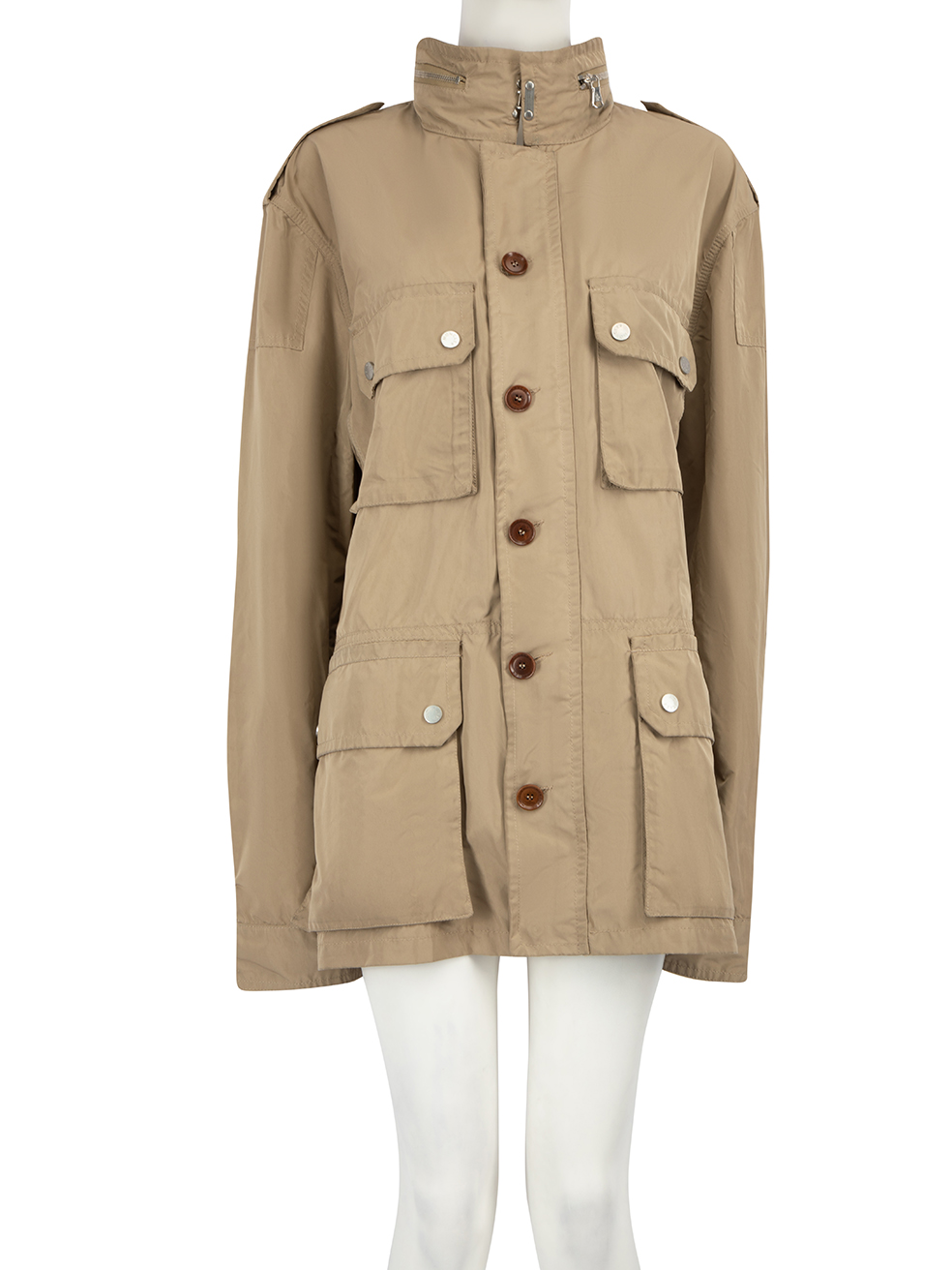 Moncler Beige Utility Jacket with Collapsible Hood