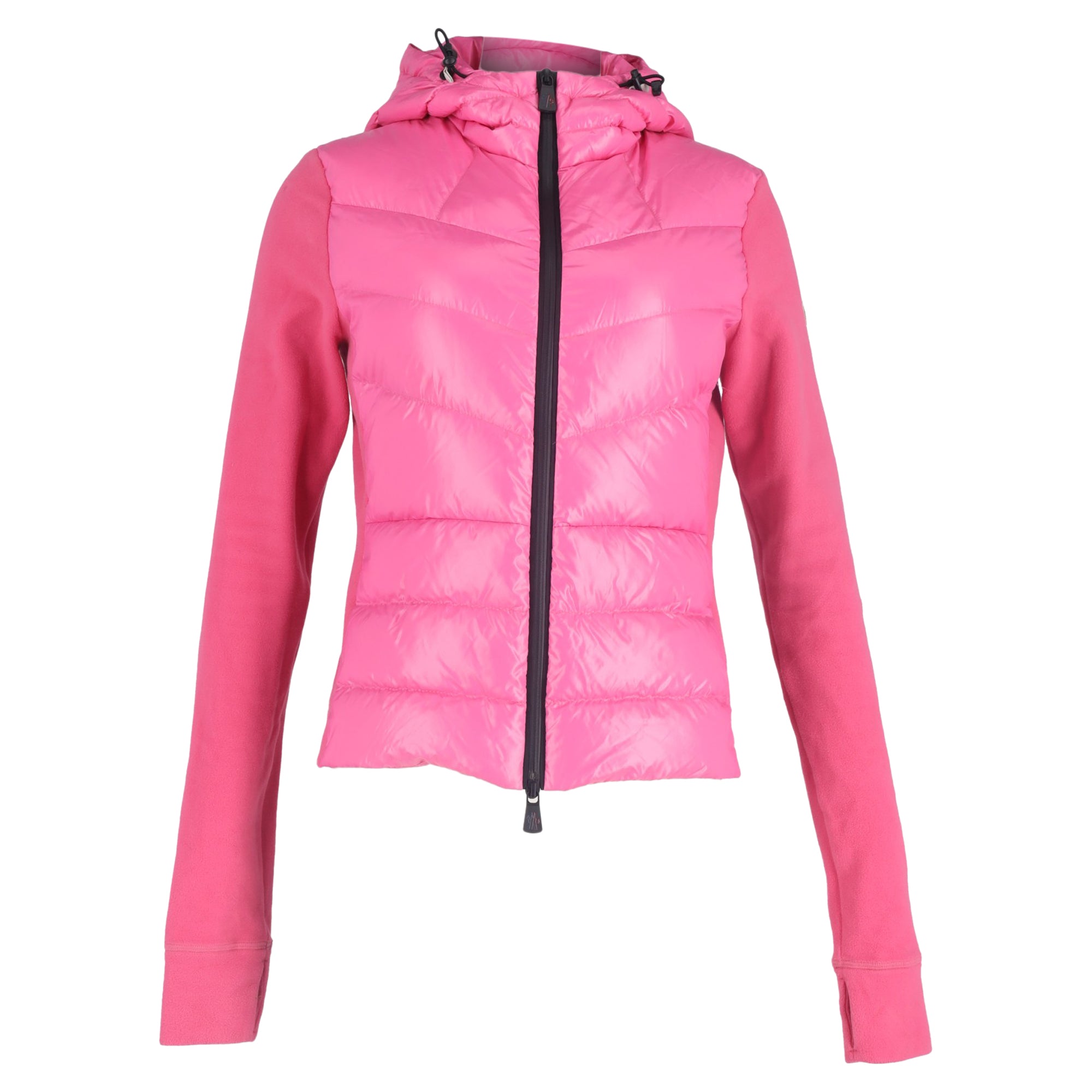 Moncler Grenoble Padded Front Hooded Jacket in Pink Polyamide