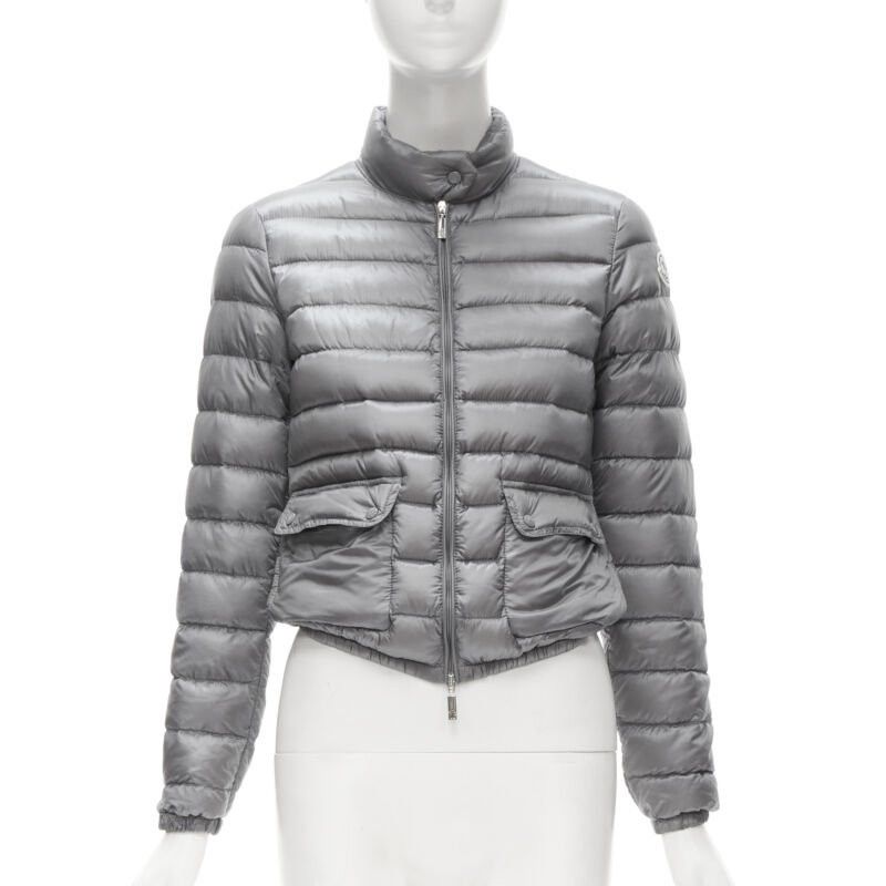 Moncler Lans Giubbotto Grey Down Feather Padded Puffer Jacket Us0 Xs, Women's