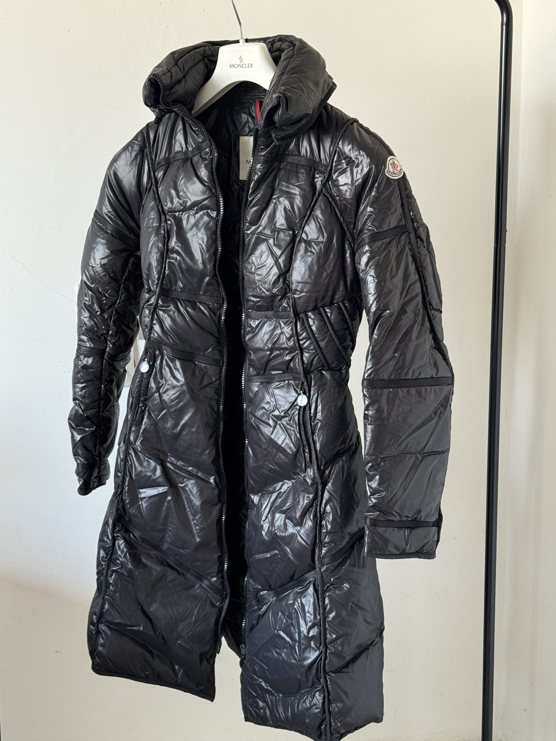 Moncler Long Puffer Jacket Coat in Black, Women's (Size Small)