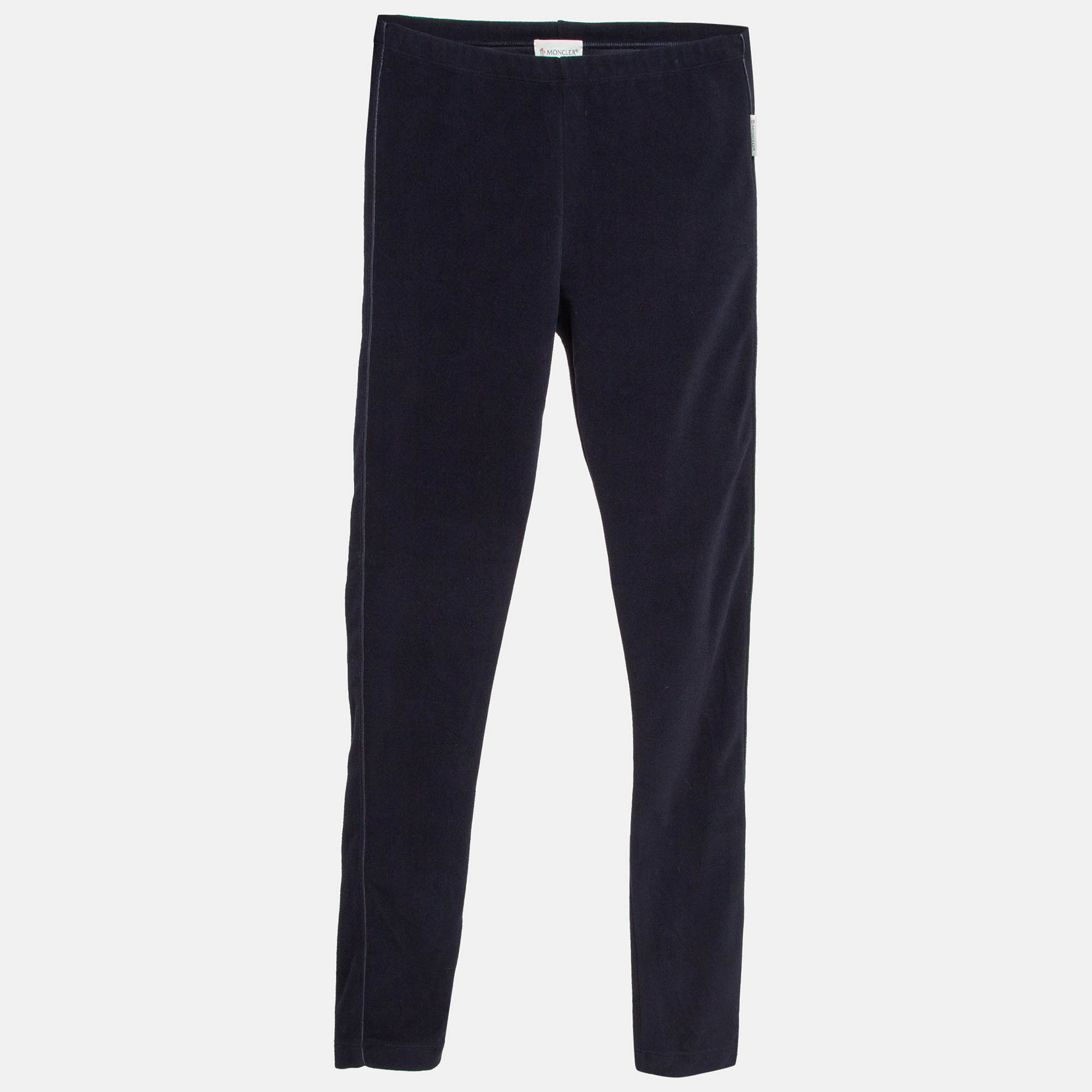 Moncler Navy Blue Velvet Knit Leggings 12 Yrs