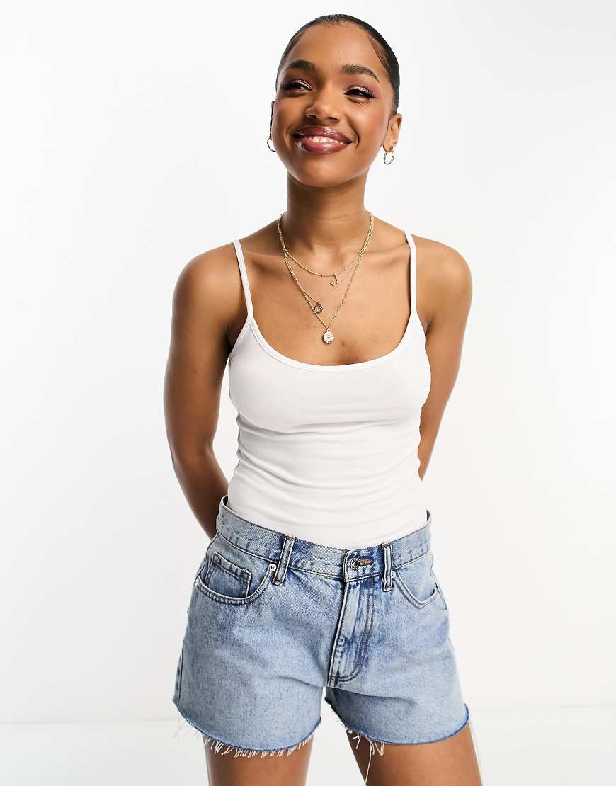 Monki strappy tank top in white