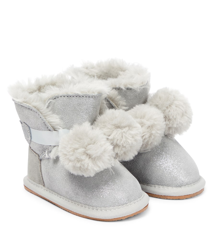 Monnalisa Baby faux fur-lined suede boots