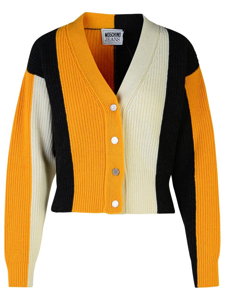 Moschino Jeans Multicolor Wool And Viscose Blend Striped Cardigan