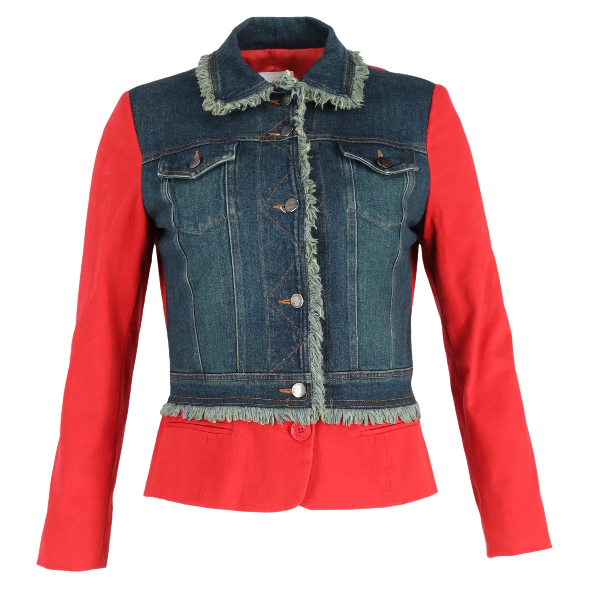 Moschino Jeans Vintage Panel Jacket in Red and Blue Denim