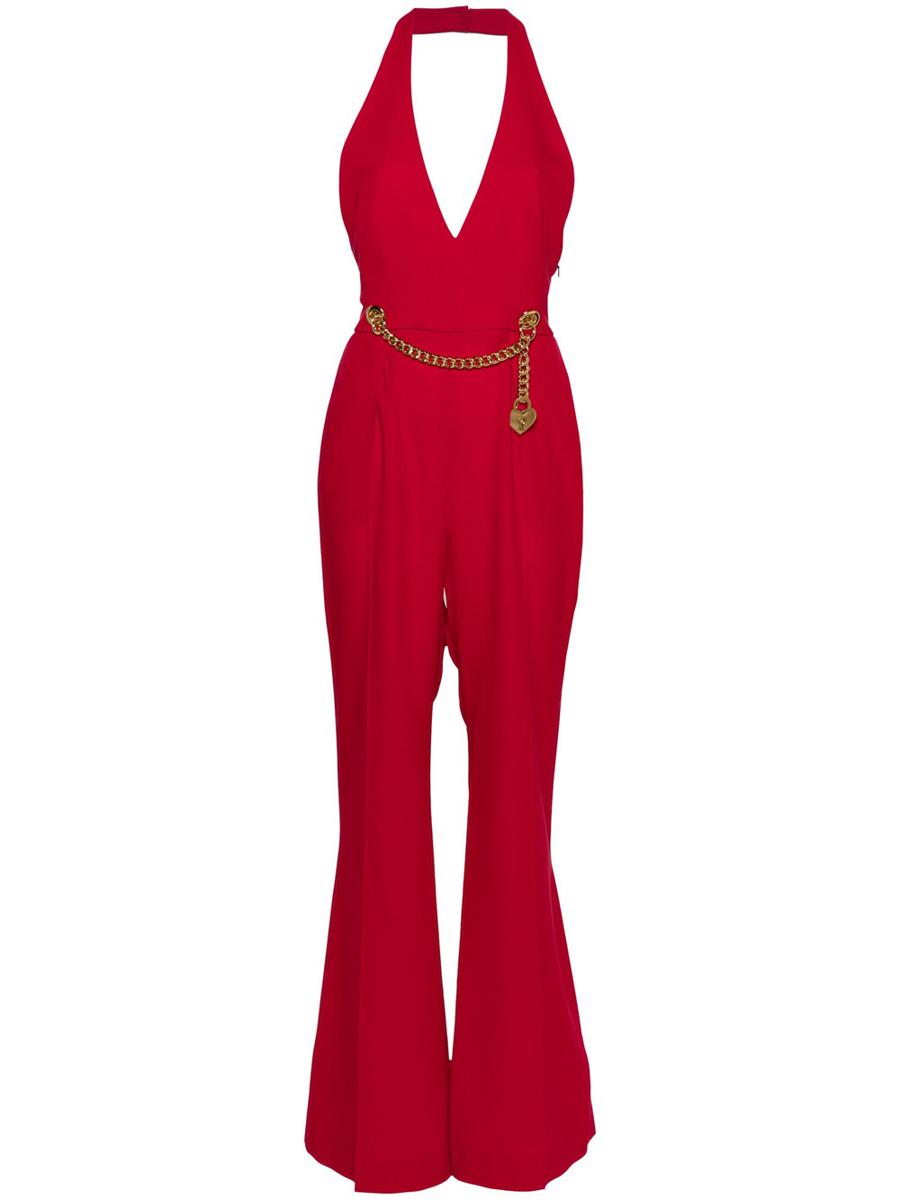 Moschino Jumpsuit With Halter Neck And Padlock Detail