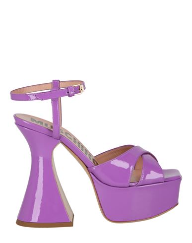 Moschino Patent Leather Platform Heeled Sandals Woman Sandals Purple Size 9 Leather