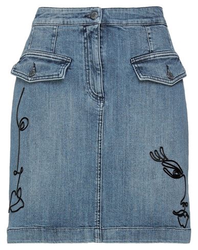 Moschino Woman Denim skirt Blue Size 2 Cotton, Elastane