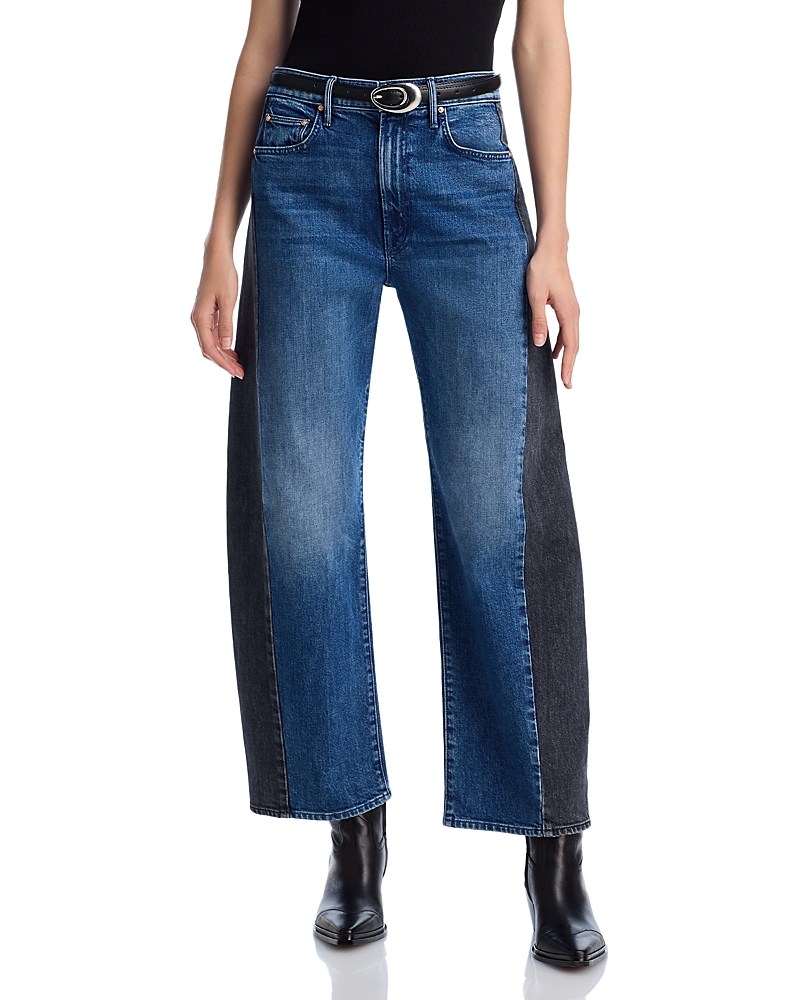 Mother The Half Pipe Flood Two Tone Jeans in Black and Blue