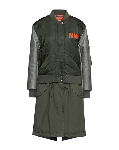 Mr & Mrs Italy Woman Coat Military green Size XXS Nylon, Alpaca wool, Lambskin, PVC - Polyvinyl chloride