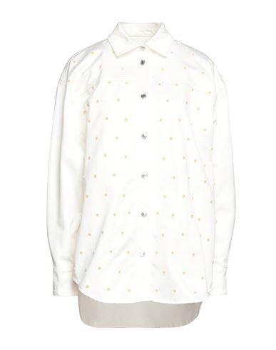 Msgm Woman Denim shirt White Size 2 Cotton, Elastane