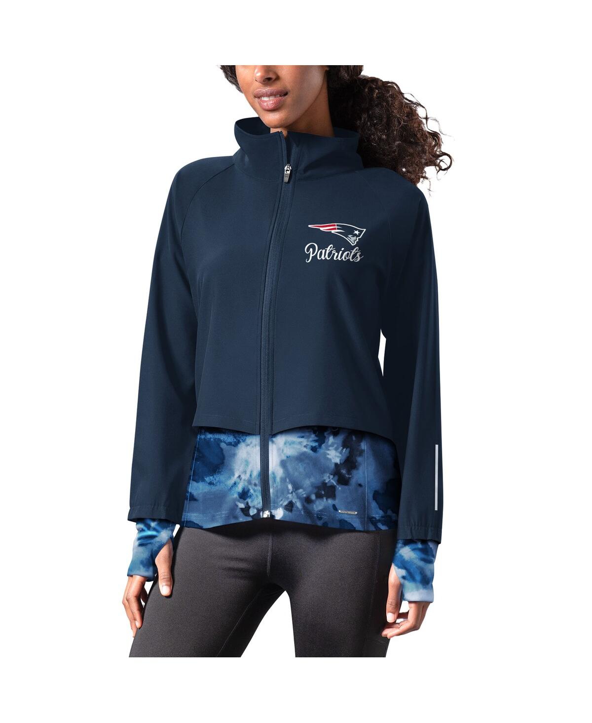 Msx by Michael Strahan Women's Navy New England Patriots Grace Raglan Full-Zip Running Jacket - Navy