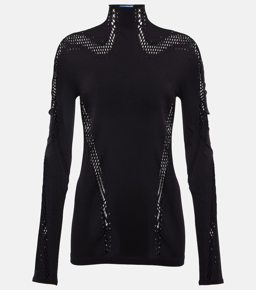 Mugler Open-knit high-neck mesh top