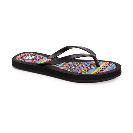 Muk Luks Womens Flip-Flops, Small, Black